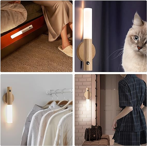 Led Wood Night Light Pir Motion Sensor lamp
